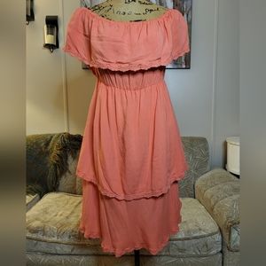 Coverstitched Off Shoulder Tiered Skirt
